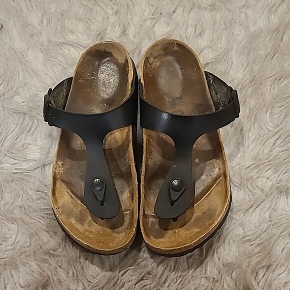 Birkenstock gizeh black‎ and tan sandals size 36 us size 5-5 1/2 - Picture 1 of 10